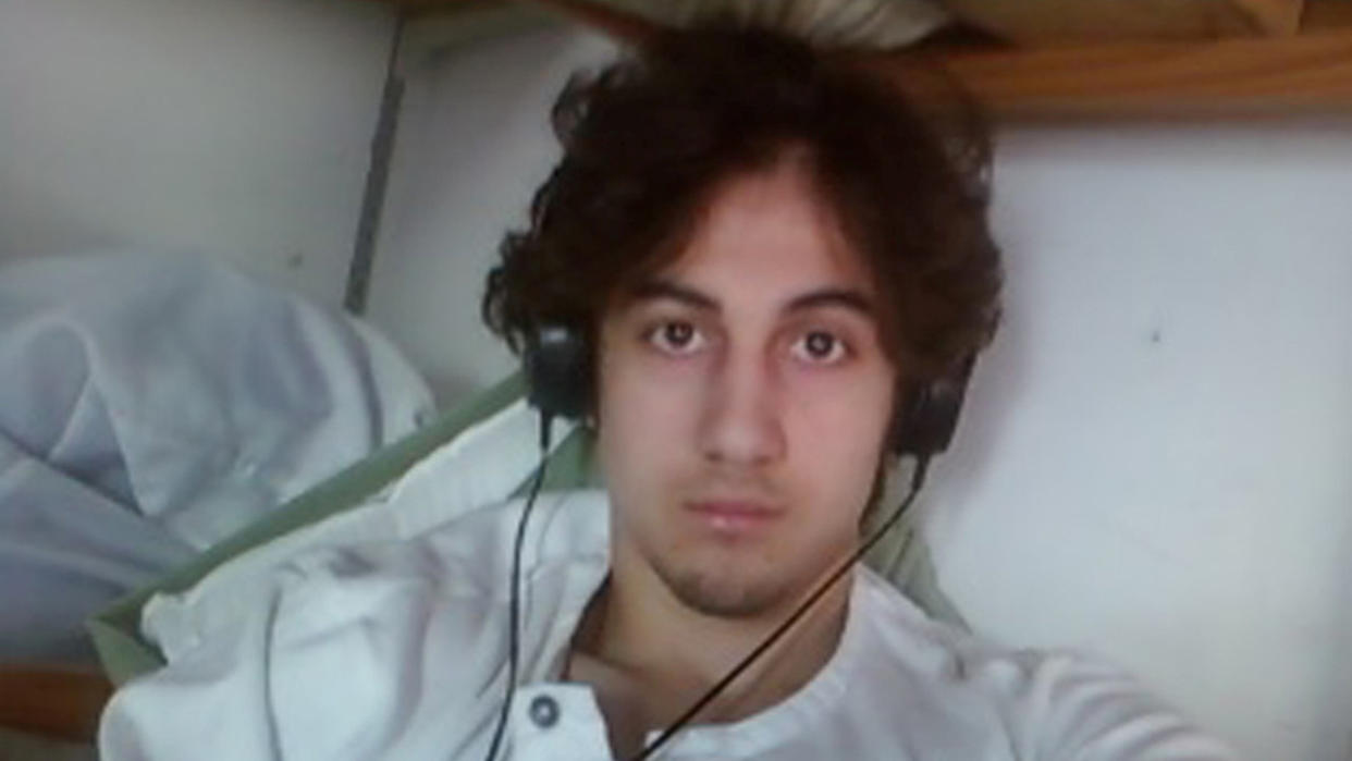 Dzhokhar Tsarnaev is pictured in this handout photo presented as evidence by the U.S. Attorney's Office in Boston, Massachusetts on March 23, 2015.  REUTERS/U.S. Attorney's Office in Boston/Handout via Reuters FOR EDITORIAL USE ONLY. NOT FOR SALE FOR MARKETING OR ADVERTISING CAMPAIGNS. THIS IMAGE HAS BEEN SUPPLIED BY A THIRD PARTY. IT IS DISTRIBUTED, EXACTLY AS RECEIVED BY REUTERS, AS A SERVICE TO CLIENTS/File Photo