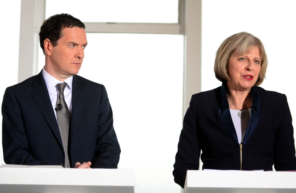 <em>George Osborne has reportedly told people he wants Theresa May chopped up in his freezer (Rex)</em>