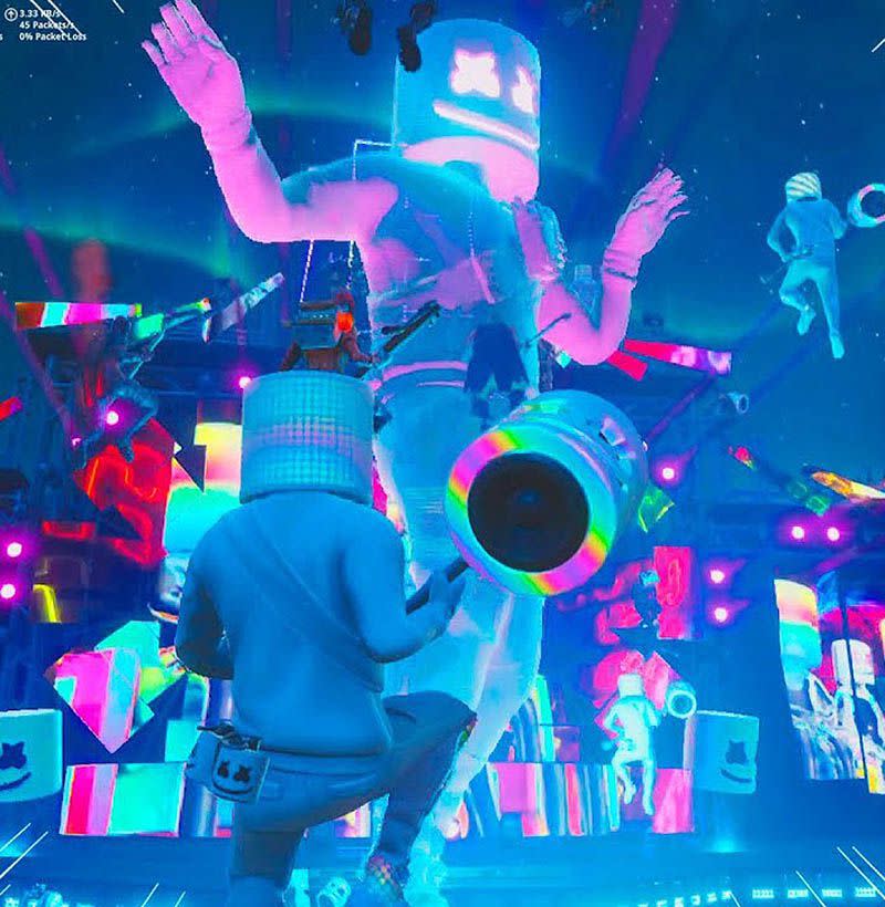 <p>Arguably one of the most innovative collaborations, Marshmello, an EDM DJ geared toward a younger audience, dropped into <em>Fortnite </em>with the release of a Marshmello skin, emote, and a few other cosmetics in February. Marshmello also performed an exclusive free concert-<a rel="nofollow noopener" href="https://www.youtube.com/watch?v=NBsCzN-jfvA" target="_blank" data-ylk="slk:in the game;elm:context_link;itc:0;sec:content-canvas" class="link ">in the game</a>. <em>Fortnite </em>is notorious for putting on timed events, but a full-fledged concert organized with a major celebrity was definitely a first for the gaming world. </p>