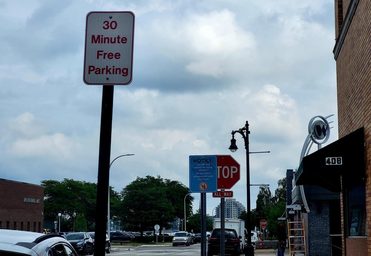 A 30-minute parking area is shown on the eastbound side of Grand River Avenue on Tuesday, June 13, 2023, in downtown Port Huron.