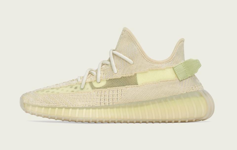 The medial side of the Adidas Yeezy Boost 350 V2 “Flax.” - Credit: Courtesy of Adidas