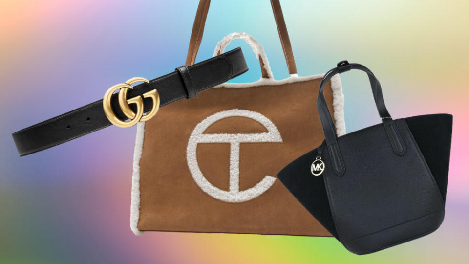Gucci Double G leather belt, Telfar x UGG Shopping Bag, Michael Kors Portia Tote Bag