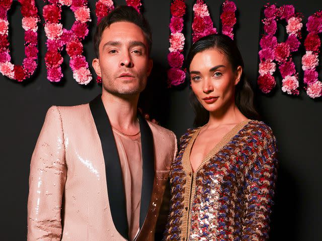 <p>Pierre Suu/Getty</p> Ed Westwick and Amy Jackson attend the "Born In Roma Intense" - Valentino Beauty Party as part of Paris Fashion Week on March 02, 2023.