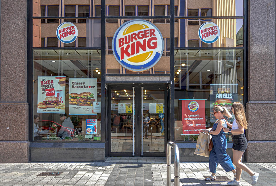 UNITED KINGDOM - 2021/07/29: Shoppers walk past the Burger King Hot Food Store in Donegall Place, Belfast. (Photo by Michael McNerney/SOPA Images/LightRocket via Getty Images)