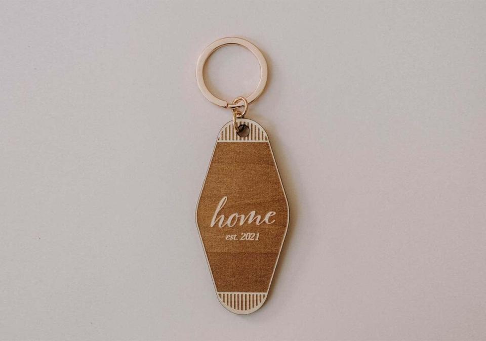 The Best Gifts for New Homeowners Option Personalized Wooden Hotel Keychain
