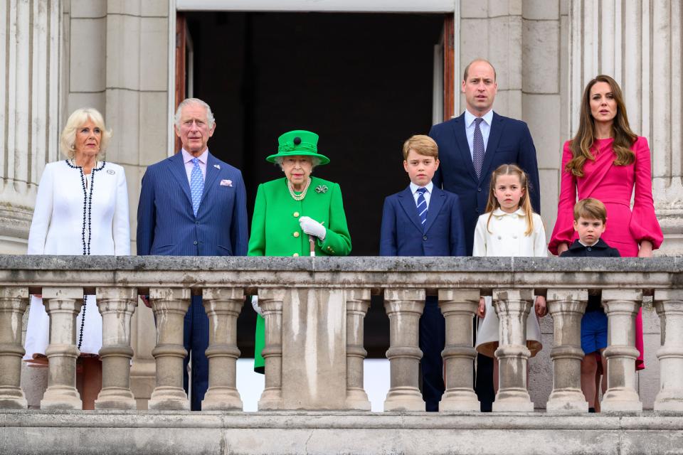 The royal family on the balcony of Buckingham Palace for the Queen's Platinum Jubilee.