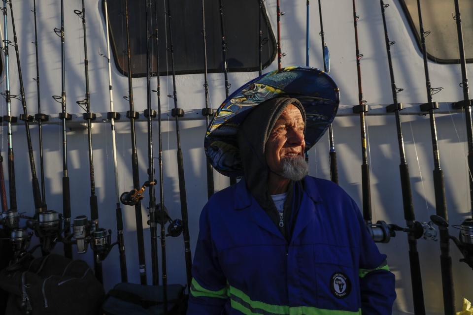 Kurt Dahlin of Redondo Beach aboard the Enterprise fishing boat.