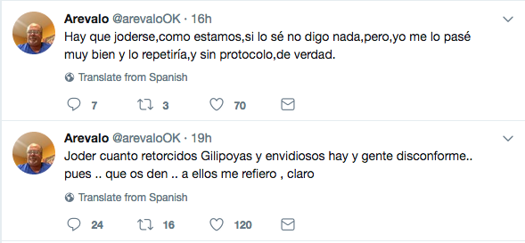 Arévalo, harto de las críticas en Twitter.