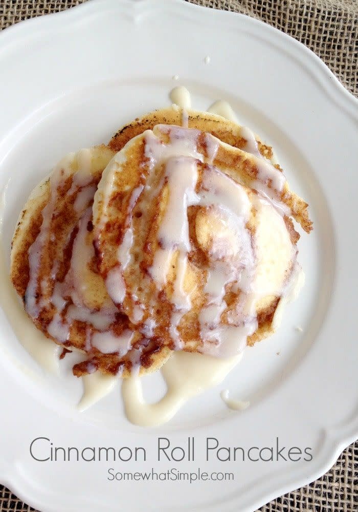 1) Cinnamon Roll Pancakes