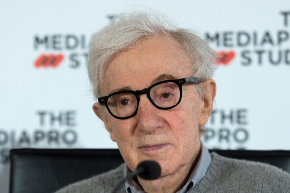 US director Woody Allen holds a press conference in the northern Spanish Basque city of San Sebastian, where he will start shooting his yet-untitled next film, on July 9, 2019. (Photo by ANDER GILLENEA / AFP) (Photo by ANDER GILLENEA/AFP via Getty Images)