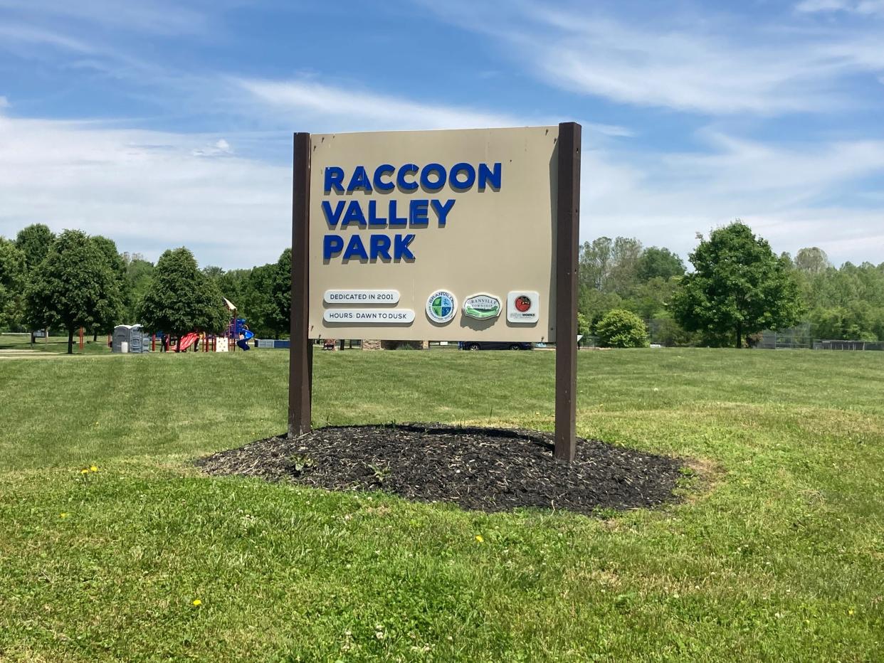 Sign at the entrance of Granville's Raccoon Valley Park