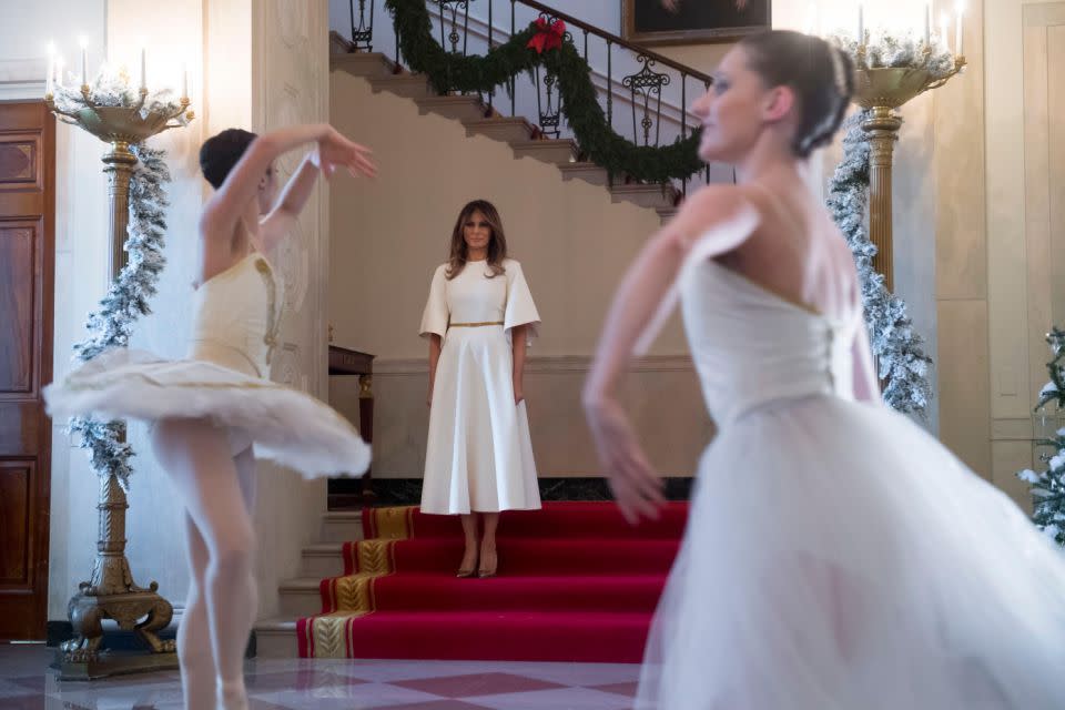 The FLOTUS opened up the doors, with ballerinas dancing to The Nutcracker Suite. Photo: Getty