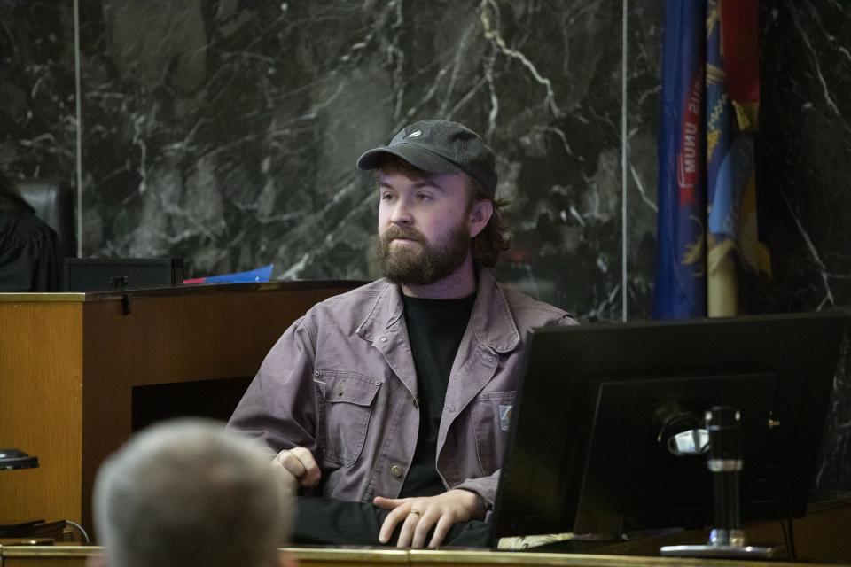 Luke Kirtley, owner of a coffee roasting business in the east Detroit building where James and Jennifer Crumbley were arrested, testifies in January at the involuntary manslaughter trial of Jennifer Crumbley. He testified Tuesday in James Crumbley's trial.