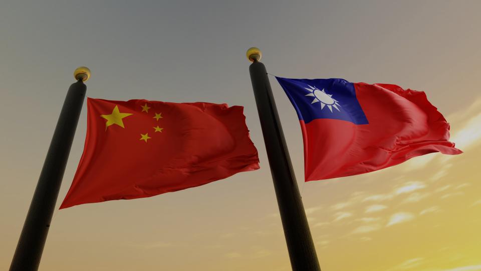 Flags of the People's Republic of China and of Taiwan (Republic of China)