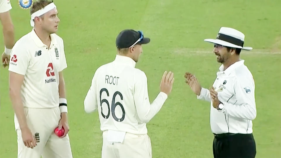 Joe Root, pictured here remonstrating with umpires in the third Test between India and England.