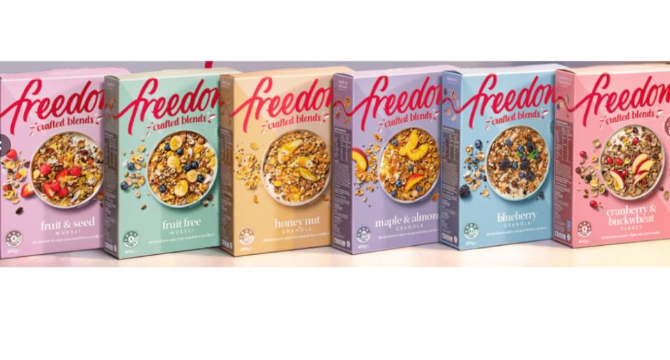 Freedom's range of cereals 