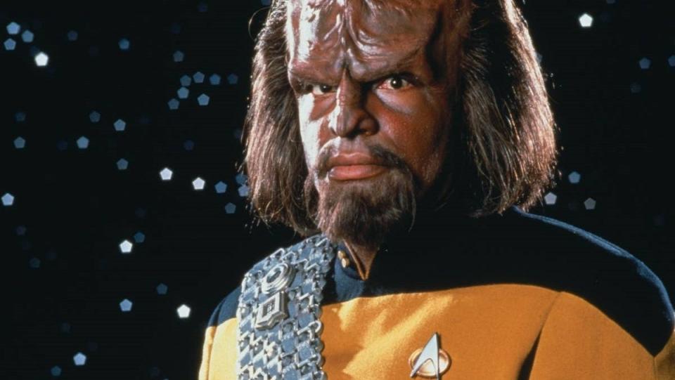 Michael Dorn as Lt. Worf, Starfleet's mightiest Klingon warrior.