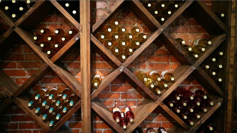 A rack of wine is seen. Educational wine tastings for staff used to be commonplace at local restaurants, but may now be placed on hold.