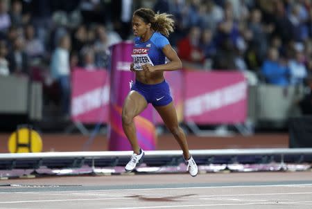 Athletics - World Athletics Championships – women’s 400 metres hurdles final – London Stadium, London, Britain – August 10, 2017 – Kori Carter of the U.S. competes. REUTERS/Phil Noble