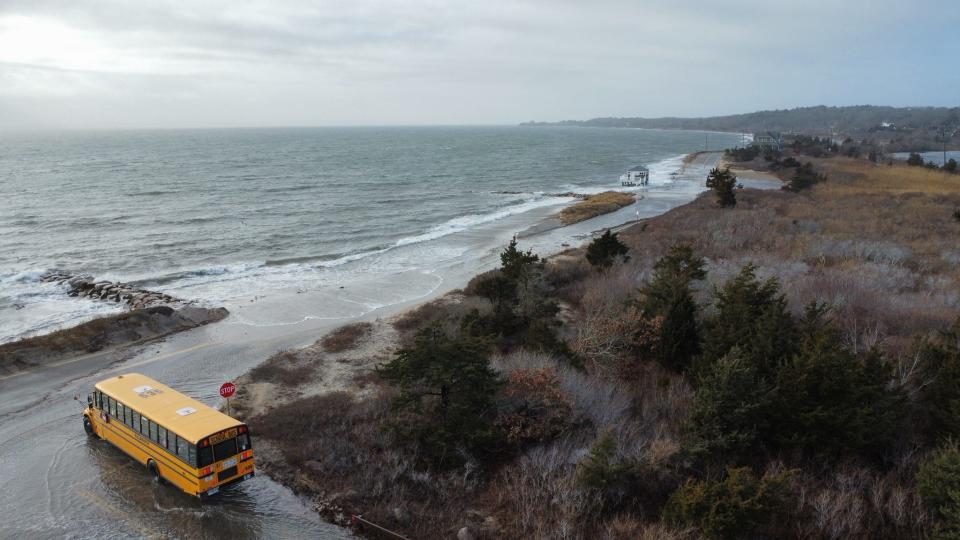 Surf Drive Beach in Falmouth as a rain and wind storm sweeps through the region Jan. 9-10.