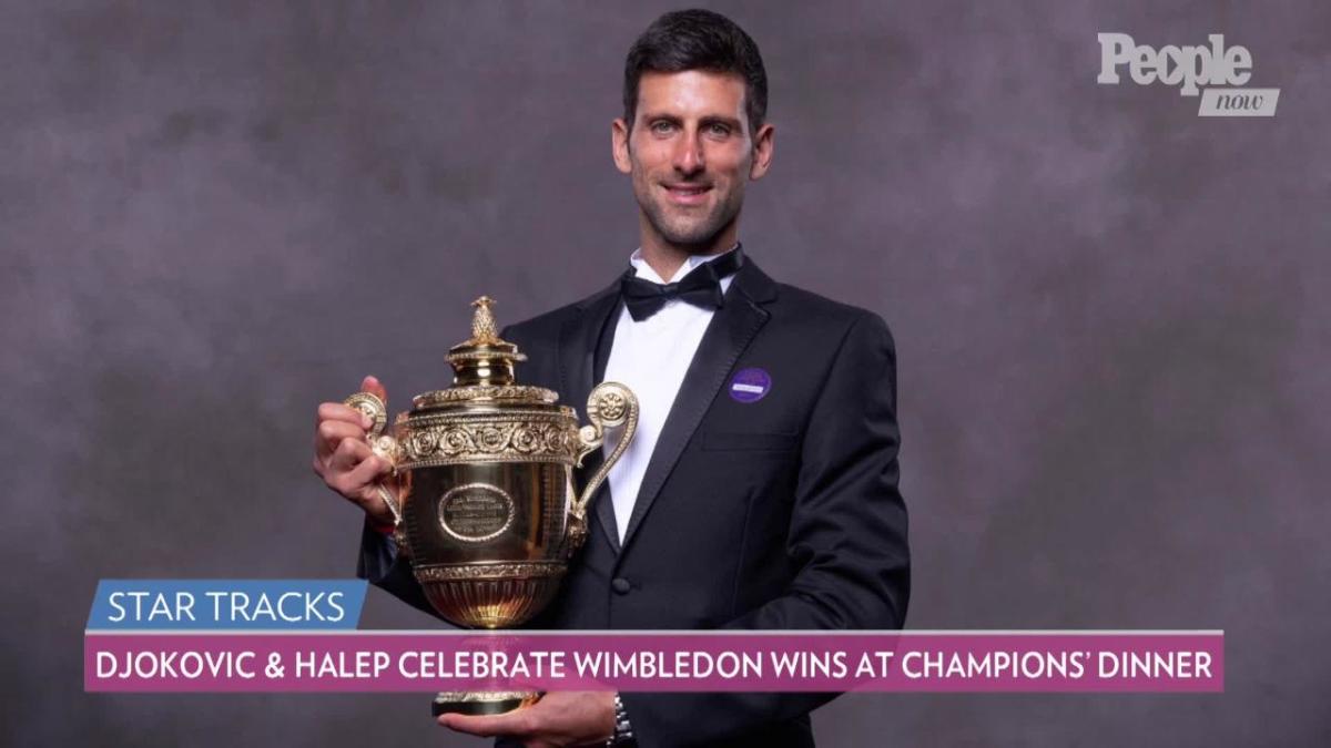 Novak Djokovic And Simona Halep Celebrate Magical Wimbledon Victories At Champions Dinner Video