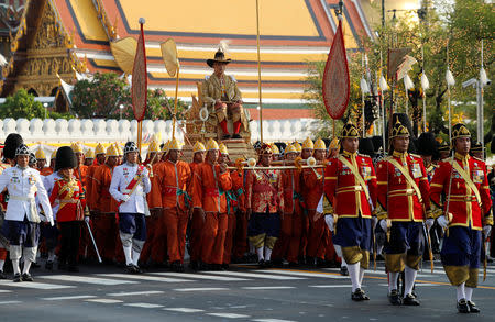 Thailand's newly crowned King Maha Vajiralongkorn is seen during his coronation procession, in Bangkok, Thailand May 5, 2019. REUTERS/Jorge Silva
