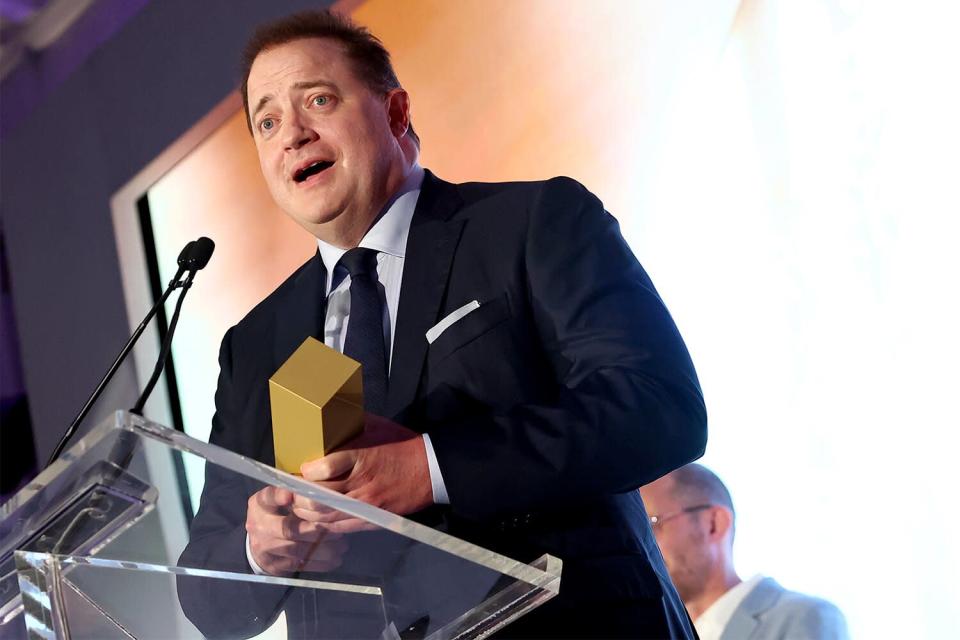 Honoree Brendan Fraser accepts the TIFF Tribute Award for Performance presented by IMDbPro for 'The Whale' on stage at the TIFF Tribute Awards Gala during the 2022 Toronto International Film Festival at the Fairmont Royal York Hotel on September 11, 2022 in Toronto, Ontario.
