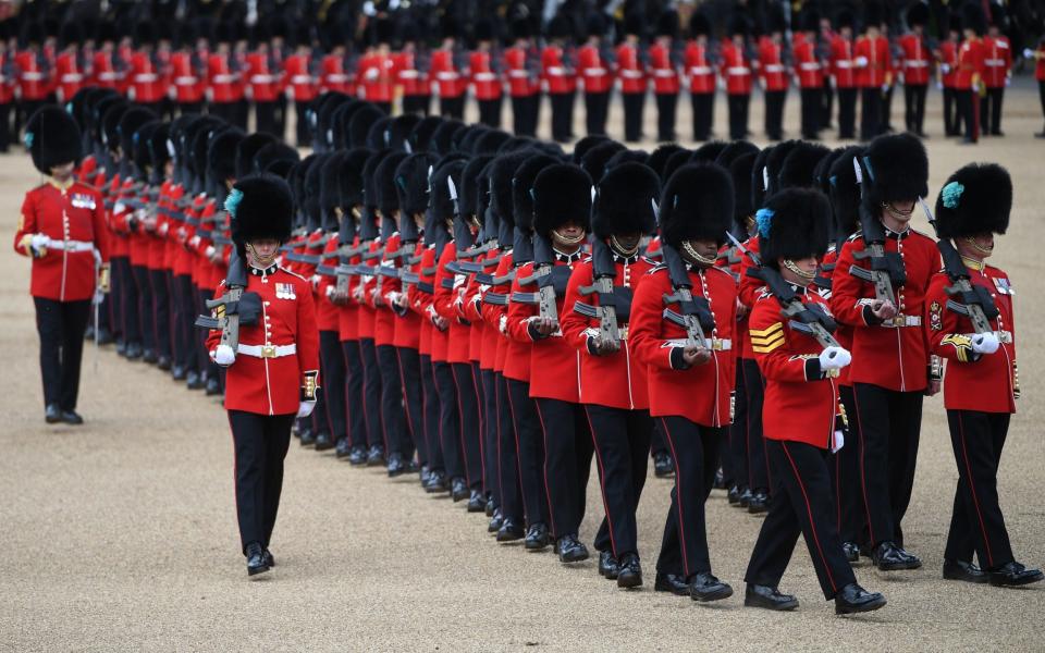 Between 50 and 100 of the traditional bearskin hats are bought by the Army each year - Shutterstock