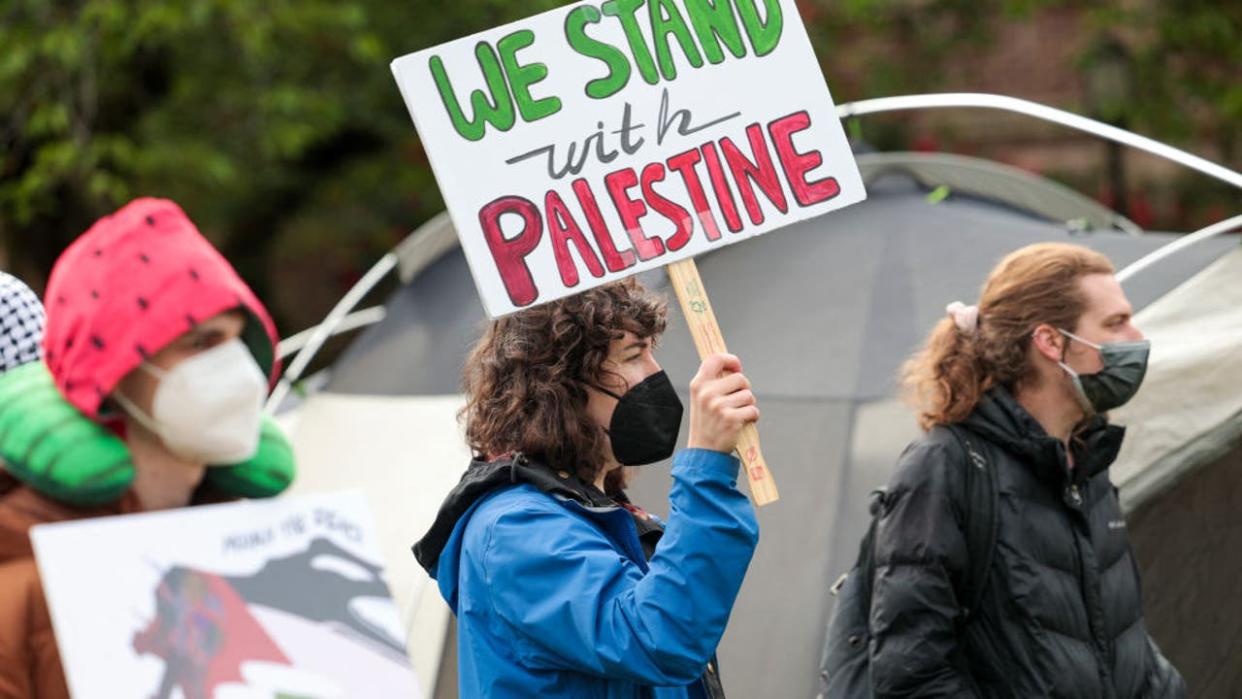<div>Protesters set up an encampment in solidarity with Palestine, calling for an end to Israeli support, among other demands, on The Quad at the University of Washington campus in Seattle, Washington on April 29, 2024.</div> <strong>(JASON REDMOND/AFP via Getty Images)</strong>