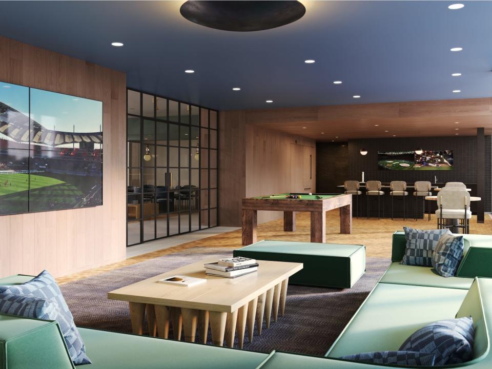 Sports Lounge designed by Marmol Radziner at Fifteen Fifty