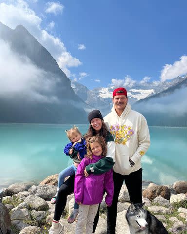 <p>Taylor Lewan Instagram</p> Taylor and Taylin Lewan with their kids, Wynne and Willow.