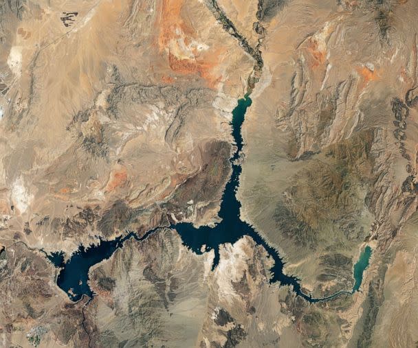 PHOTO: Images released by NASA show the water levels at Lake Mead, Nevada as of July 3, 2022. (NASA)