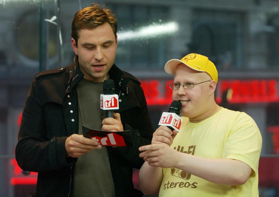 Comedians David Walliams (left) and Matt Lucas from the BBC comedy show Little Britain, during their guest appearance on MTV's TRL - Total Request Live - show at their new studios in Leicester Square, central London. 