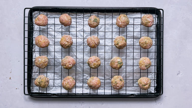 meatballs on baking sheet