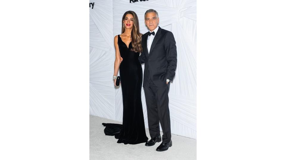 \Amal Clooney (L) and George Clooney attend Clooney Foundation For Justice's The Albies at New York Public Library on September 26, 2024 in New York City