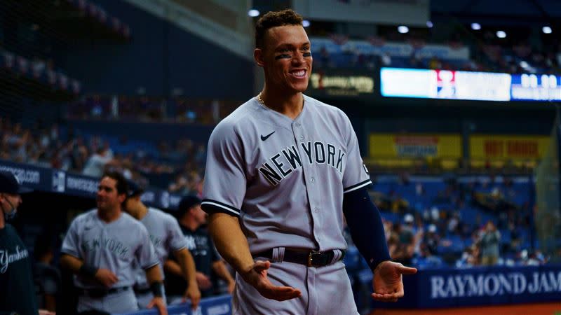 賈吉（Aaron Judge）敲出單場雙響砲。（圖／翻攝自洋基推特）