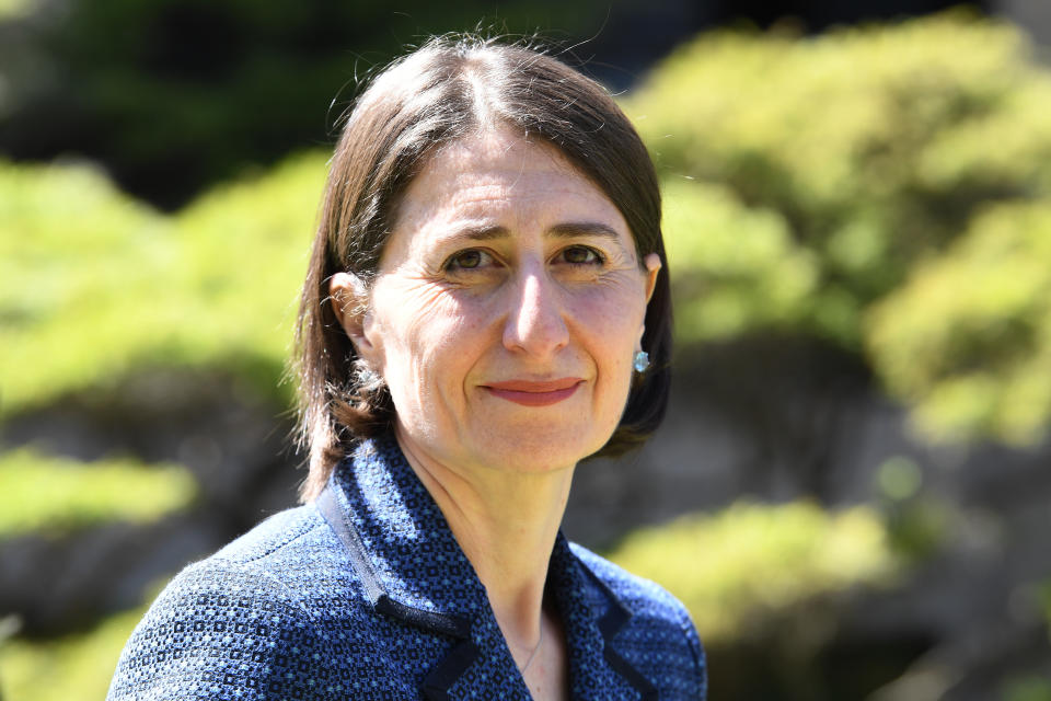 NSW Premier Gladys Berejiklian provides an update on COVID-19 during a press conference at NSW State Parliament in Sydney.