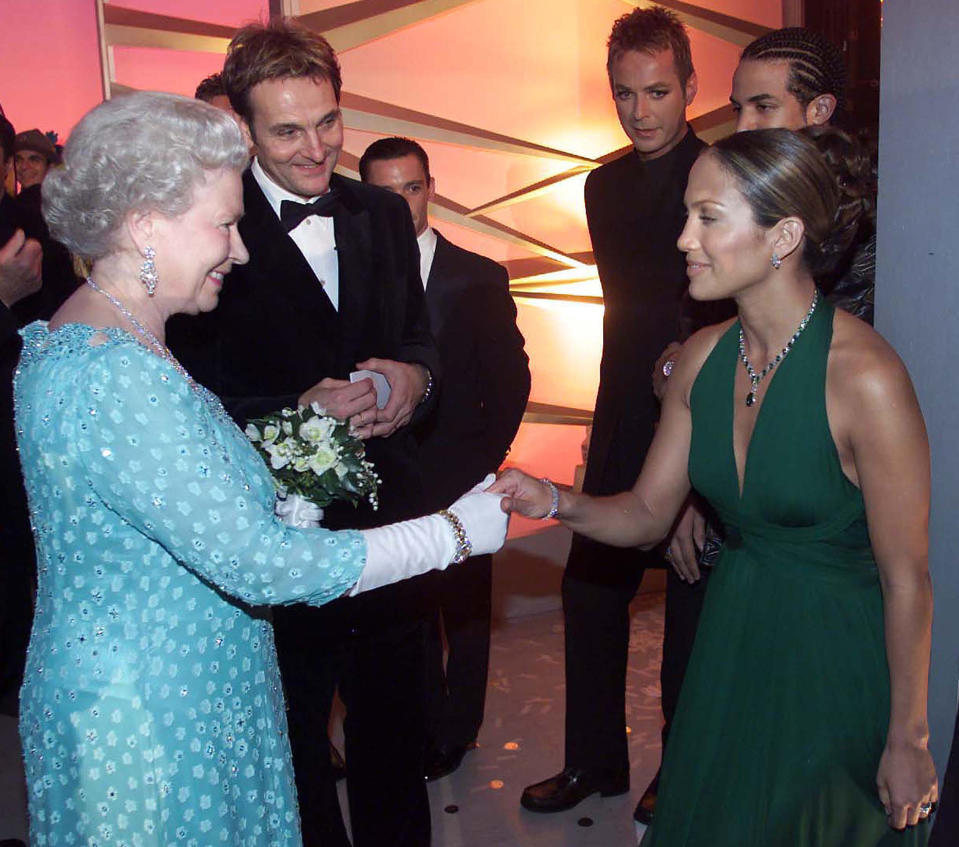 Queen Elizabeth II and Jennifer
Lopez in 2001 (REUTERS)