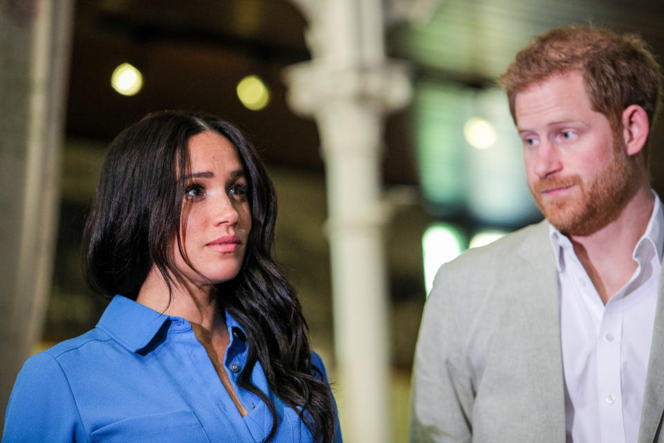 A new clip of Prince Harry and Meghan Markle, who�s pregnant with their second child after Archie, during their bombshell tell-all interview with Oprah Winfrey after quitting their Royal Job, shows Meghan, Duchess of Sussex finally feeling free and ready to talk about being blocked from having her voice by royal aides. The clip aired on CBS This Morning ahead of premiere on US network on Sunday night. (Photo by DPPA/Sipa USA)