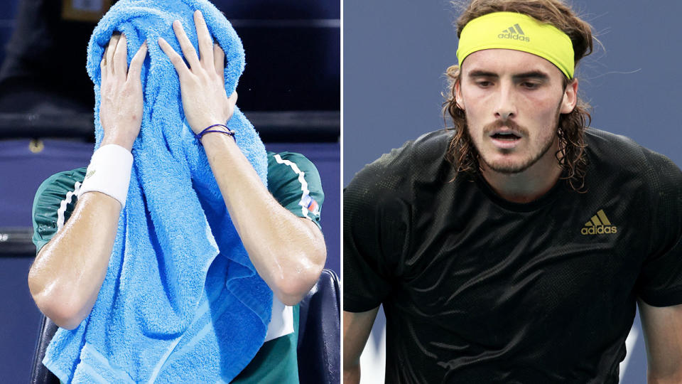 Daniil Medvedev and Stefanos Tsistipas, pictured here at the Miami Open.