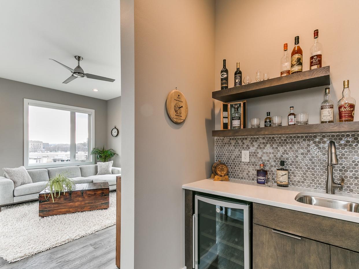 A look at the wet bar in his home in the East Village.