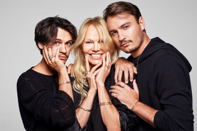 <p>Mario Sorrenti</p> Pamela Anderson and her sons Dylan and Brandon for Pandora.