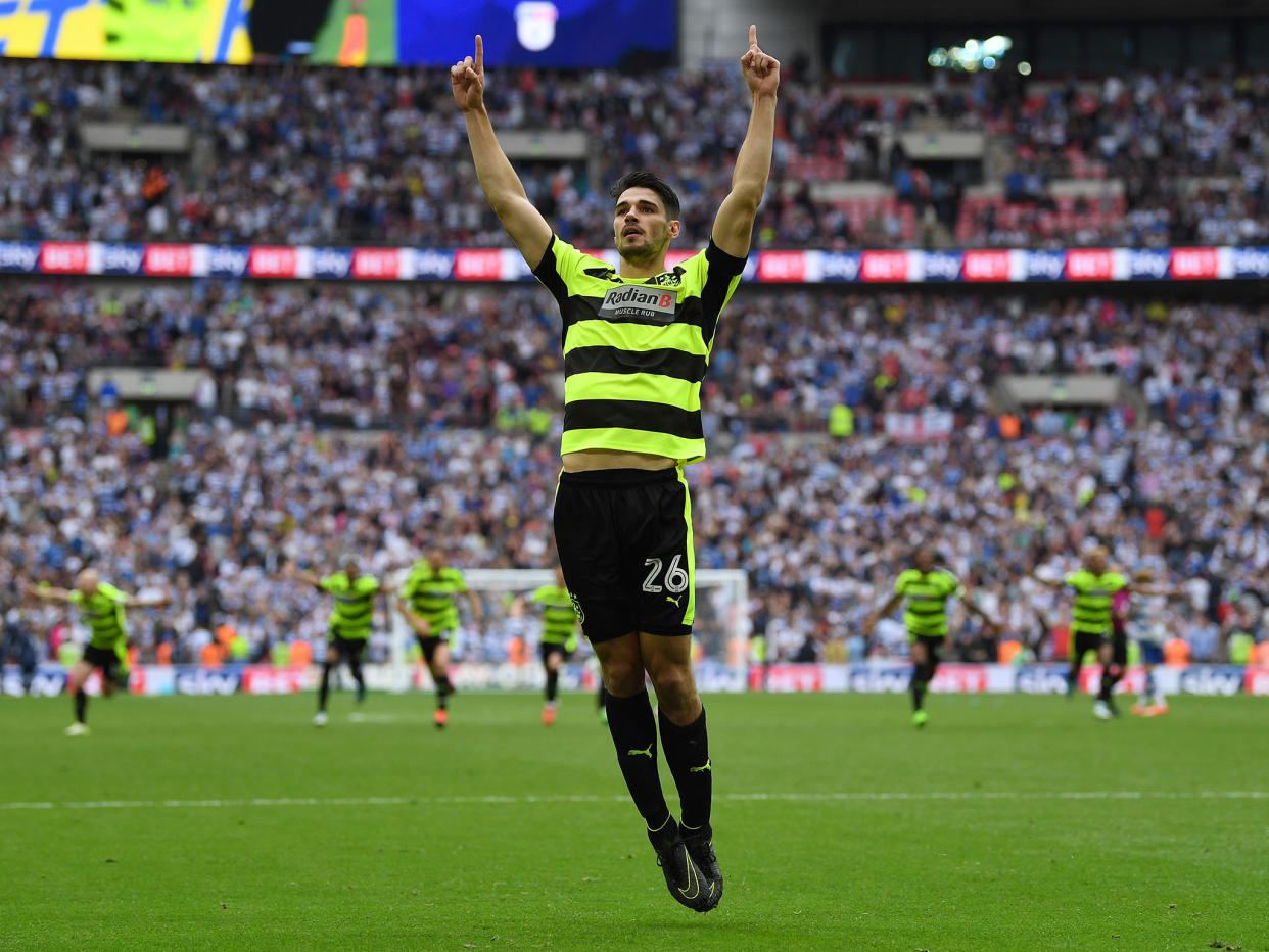Christopher Schindler secured promotion for the Terriers with his winning penalty: Getty