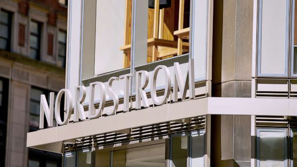 PHOTO: Signage outside the Nordstrom flagship retail store in New York, Aug. 25, 2022. (Gabby Jones/Bloomberg via Getty Images)