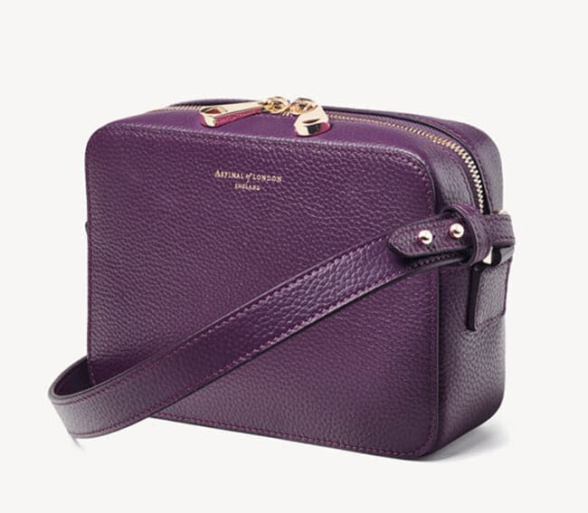 purple aspinal of london camera bag