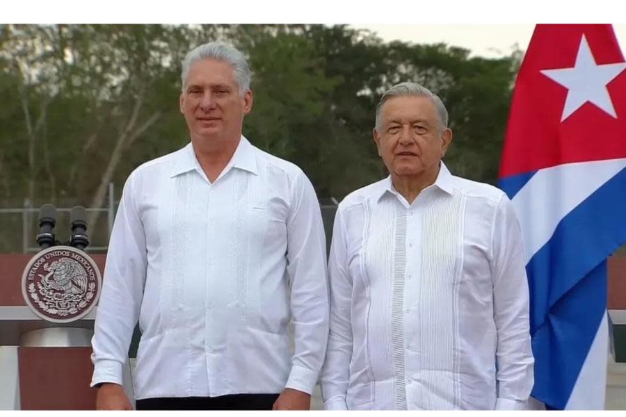AMLO recibe al presidente de Cuba; lo condecora con la Orden Mexicana del Águila Azteca