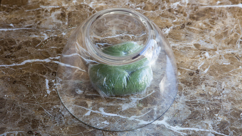 pasta dough under overturned bowl