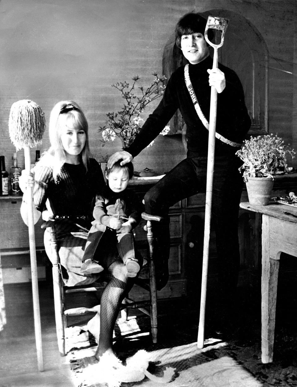 JOHN LENNON with his wife CYNTHIA &amp; son JULIAN in their secret home just outside London