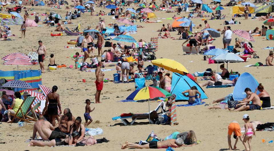 People flock to the beach in Margate, Kent. (PA)