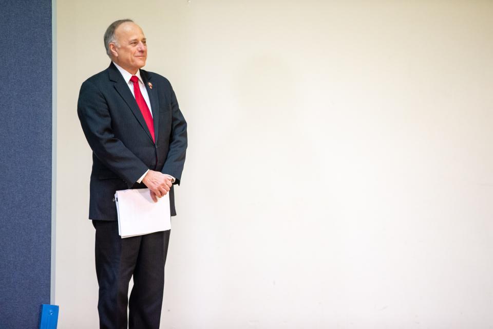 Congressman Steve King takes questions during a town hall meeting in Primghar Saturday, Jan. 26, 2019.